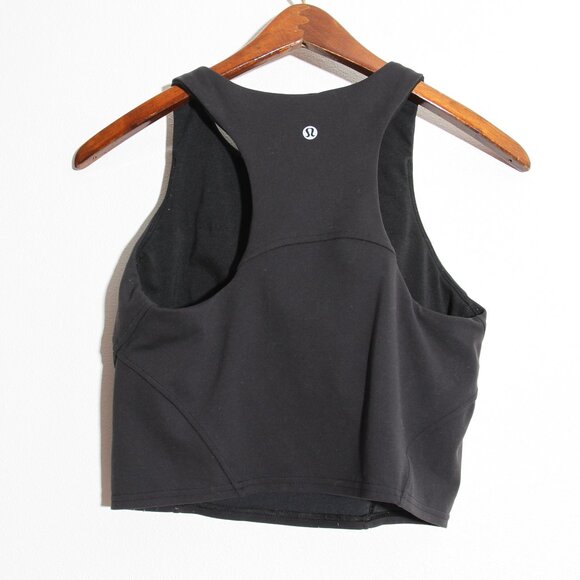 Lululemon Invigorate Training Tank Crop Top Black Everlux Built-In-Bra Size 8 - Picture 10 of 14